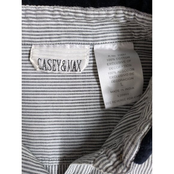 Vintage Casey & Max Christmas button front blouse striped velvet collar L - Picture 7 of 8
